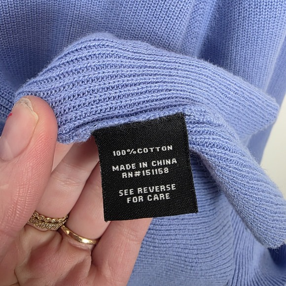 525 America Periwinkle Blue Bell Sleeve Mock Neck Cotton Soft Sweater Size Large - Picture 6 of 9